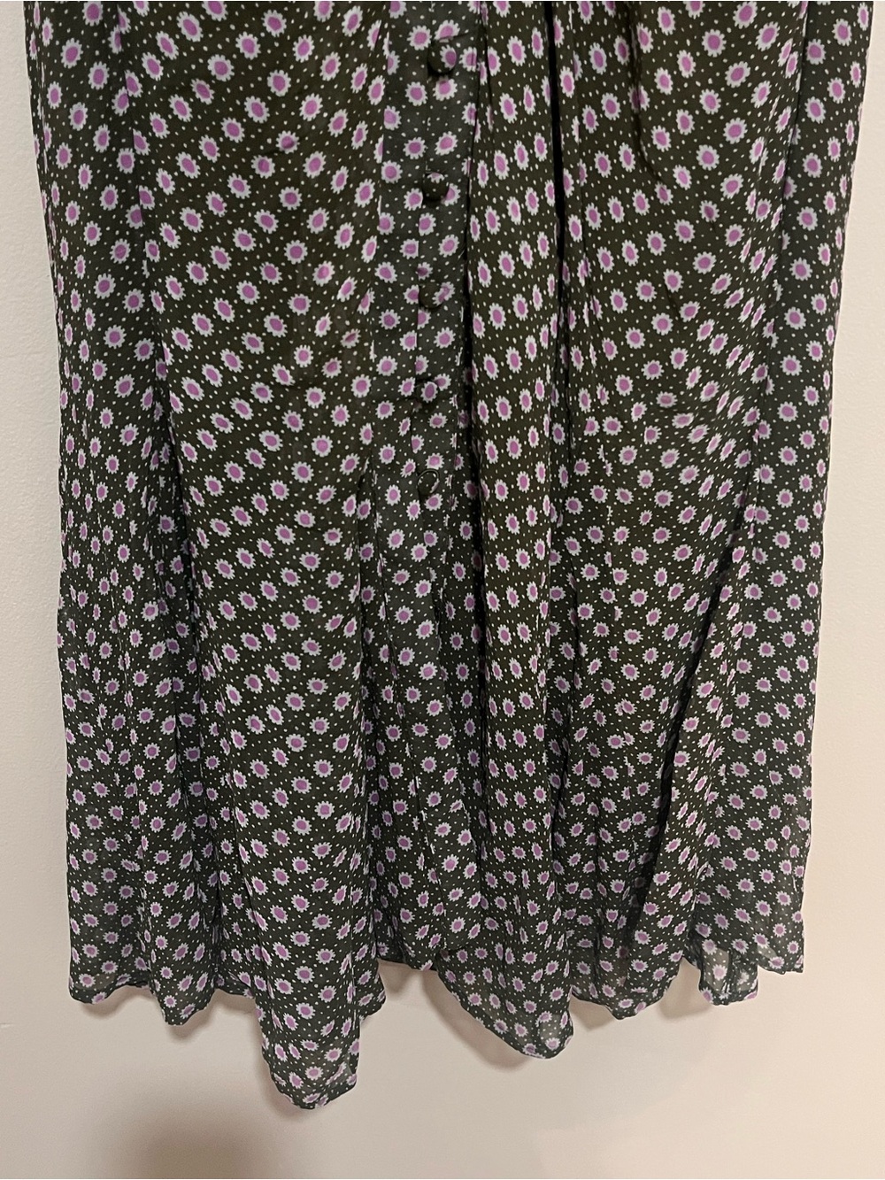 Anthropologie Puff-Sleeve Ruched Mesh Midi Shirt Dress Women Sz 10 Floral office - Picture 7 of 13